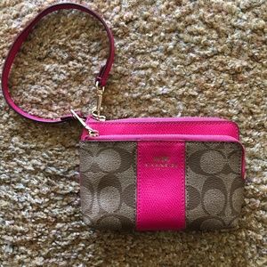 Coach Monogram Hot Pink Wristlet